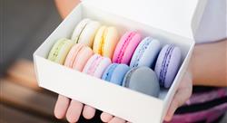 White box of colorful cookies